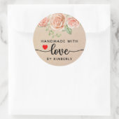 Rose handgefertigt mit Liebe Classic Round Aufkleb Runder Aufkleber (Tasche)
