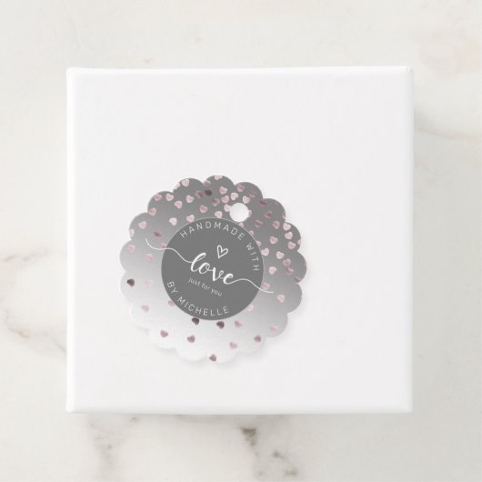 Rose handgefertigt mit Liebe Monogramm Geschenkanhänger (Beispiel)