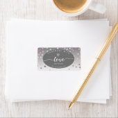 Rose handgefertigt mit Liebe-Monogramm-Quadrat Adressaufkleber (Insitu)