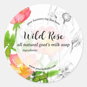 Rose Handmade Soap Skincare Product Label Runder Aufkleber