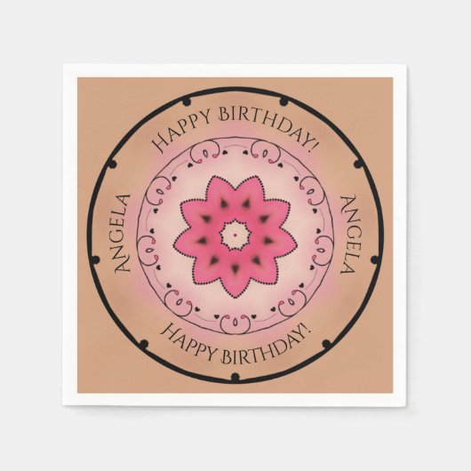 Rose Happy Birthday Serviette (Vorderseite)