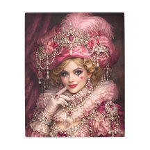 Rose Harlequin Luxury Portrait Metal Wall Art