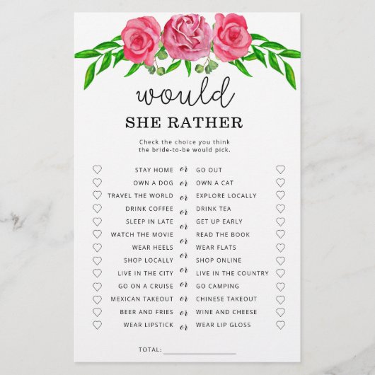 Rose Hätte sie lieber Brautparty (Vorderseite)