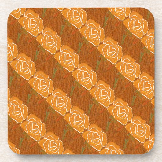 "Rose Heart #3 Tiled Pattern" Blumenmuster Unterse Getränkeuntersetzer (Vorderseite)