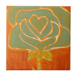 "Rose Heart #4" Kitchen Garden Keramik Tile Fliese