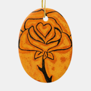 "Rose Heart #5" Blumenzierdekoration Keramikornament