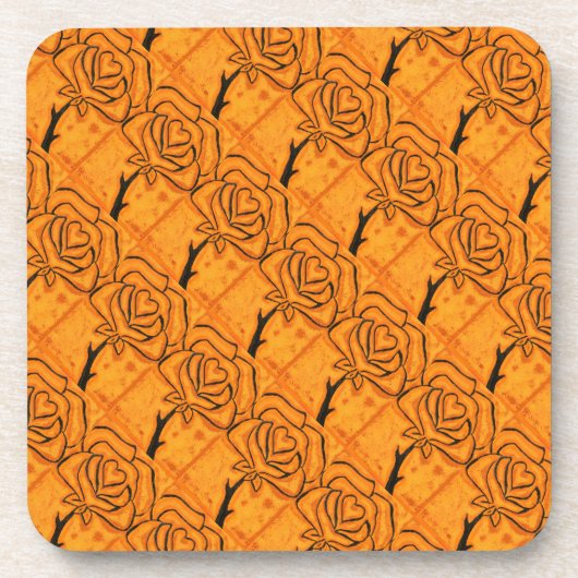 "Rose Heart #5 Tiled Pattern" Blumenmuster Unterse Untersetzer (Vorderseite)