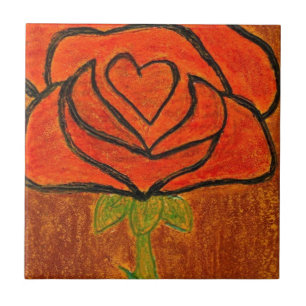 "Rose Heart #6" Kitchen Garden Keramik Tile Fliese