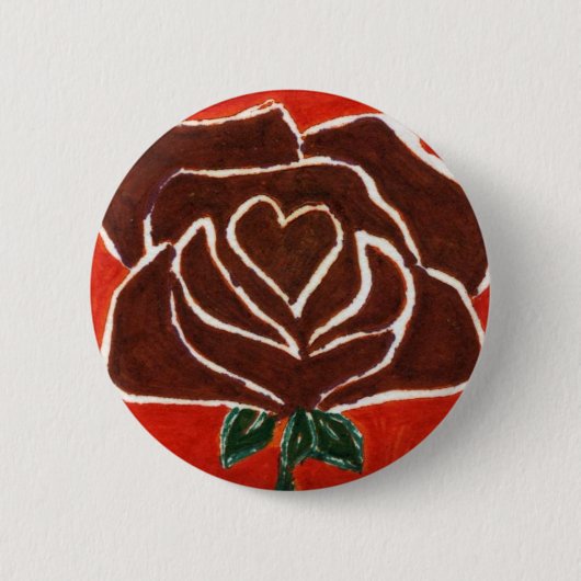 "Rose Heart #7" - Blumenschaltfläche Button (Vorderseite)