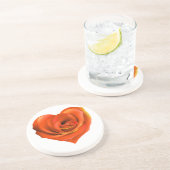 Rose Heart Bright Orange Sandstein Untersetzer (Seite)