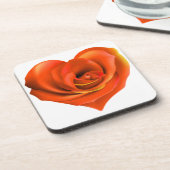 Rose Heart Bright Orange Untersetzer (Linke Seite)