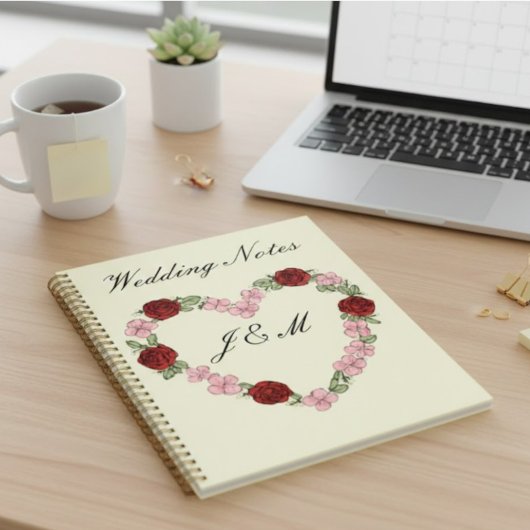 Rose Heart Wedding Planner Notebook - Cream Notizblock