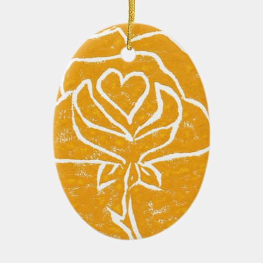 Rose Heart Yellow Keramik Ornament (Vorne)