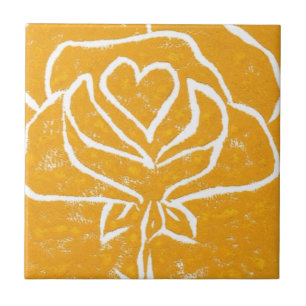 "Rose Heart Yellow" Küche Garten Keramik Tile Fliese