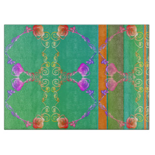 Rose Hearts Apricot & Green Cutting Board Schneidebrett