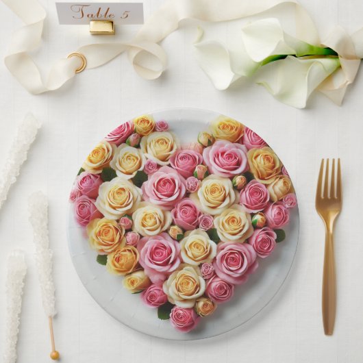 Rose Heft Paper Teller 9" (Hochzeit)