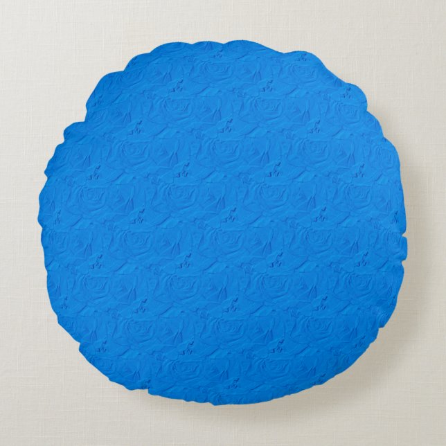 Rose, hellblau - rund gezogenes Kissen (Vorderseite)