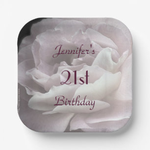 Rose, hellrosa Rose, 21. Geburtstag Party, Name, B Pappteller