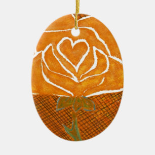 Rose Herz #3 Keramik Ornament