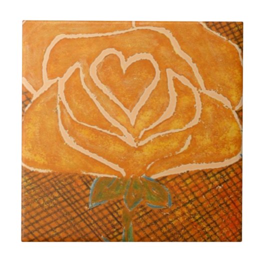 "Rose Herz #3a" Keramik Küchen Garten Tile Fliese (Vorderseite)