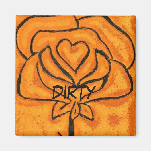 "Rose Herz #5" Geschirrspüler Status Magnet (Vorne)