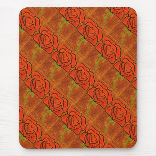 "Rose Herz #6" gepolstertes Muster florales Mousep Mousepad (Vorne)