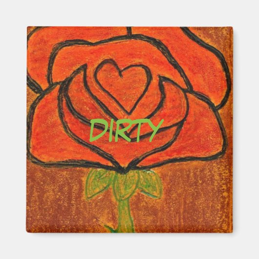 "Rose Herz #6" Geschirrspüler Status Magnet (Vorne)