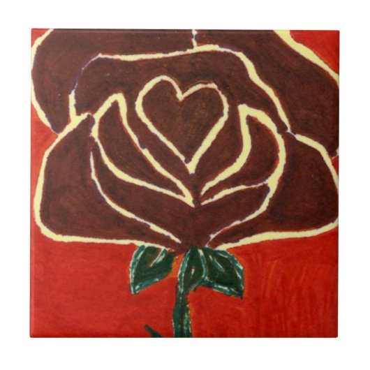 "Rose Herz #7" Kitchen Garden Keramik Tile Fliese (Vorderseite)