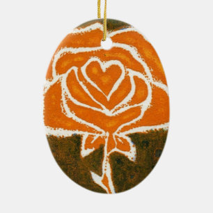 "Rose Herz #8" Blumenzierdekoration Keramik Ornament