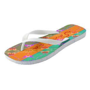 Rose Herz Aquamarin, Aprikose und Moos Flip Flops Badesandalen