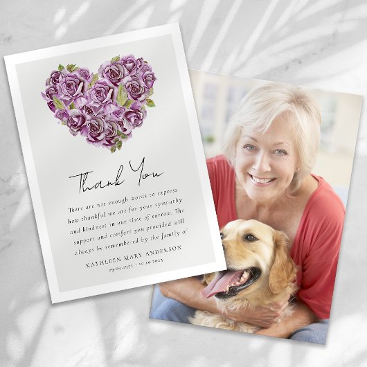 Rose Herz Blumenbeerdigung Beileid Foto Dankeskarte