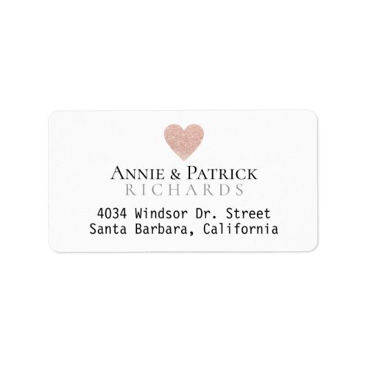 Rose Herz Liebe Ehefrau & Ehemann Namen Adressaufkleber (Vorne)