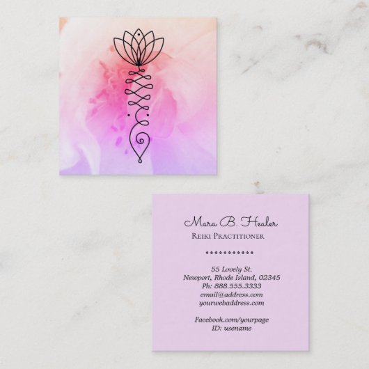 *~* Rose Herz Lotus Nirvana Yoga Massage Reiki Quadratische Visitenkarte (Vorne/Hinten)