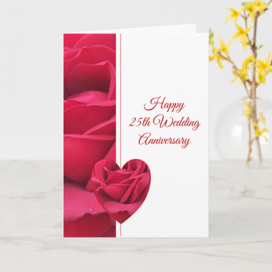 Rose Herz Personalisiert 25. Hochzeitstag Karte (Gelbe Blume)