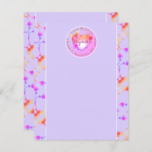 Rose Herz Rosa und Gray Persönliche Beständigkeit (Vorne/Hinten)