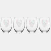 Rose Herz Skull Weinglas Ohne Stiel (Hinten)