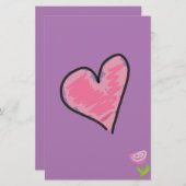Rose-Herz-Stationär Briefpapier (Vorne/Hinten)