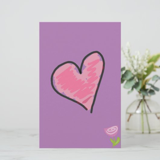 Rose-Herz-Stationär Briefpapier (Stehend Vorderseite)