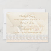 Rose, Herz, Tauben und Ringe Verlobung Einladung (Rückseite)