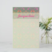 Rose Herz und Pflaumengeschirr Briefpapier (Stehend Vorderseite)