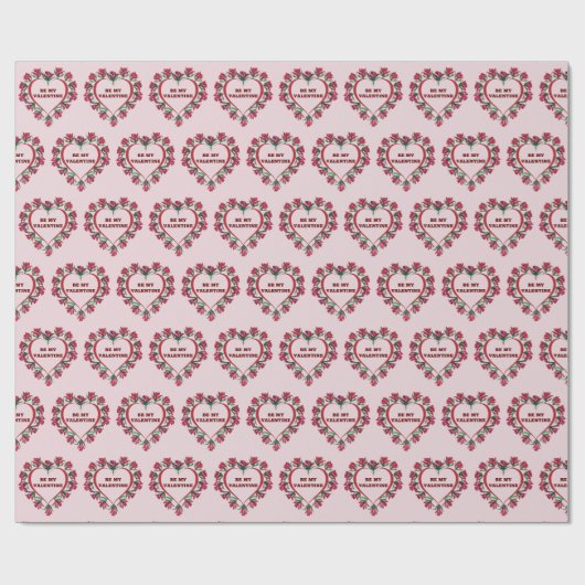 Rose Herz Valentinstag Geschenkpapier (Flach)