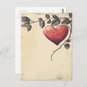 Rose Herz Vintag Valentinstag Liebe Postkarte (Vorne/Hinten)