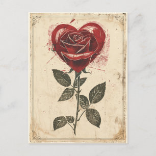 Rose Herz Vintag Valentinstag Postkarte