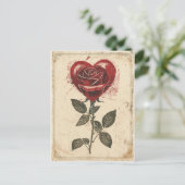 Rose Herz Vintag Valentinstag Postkarte (Stehend Vorderseite)