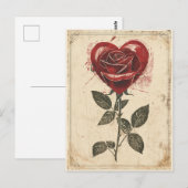 Rose Herz Vintag Valentinstag Postkarte (Vorne/Hinten)