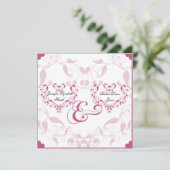 Rose Herzblorhochzeit Einladung (Stehend Vorderseite)