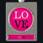 Rose Hintergrund Liebe Hochzeit Banner-Ornament Silber<br><div class="desc">Schlichte Minimalistische moderne Designs. Sie sind alle einfach,  modern,  attraktiv.</div>