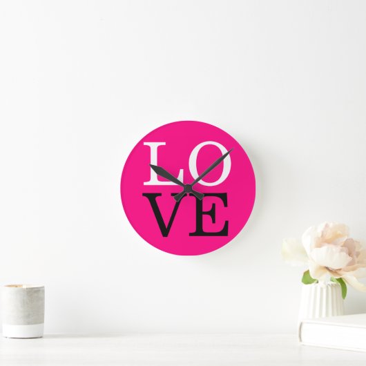 Rose Hintergrund Liebe Hochzeit Runde Wanduhr (Zuhause)