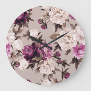 Rose Hintergrund: Vintage Wasserfarbe Große Wanduhr