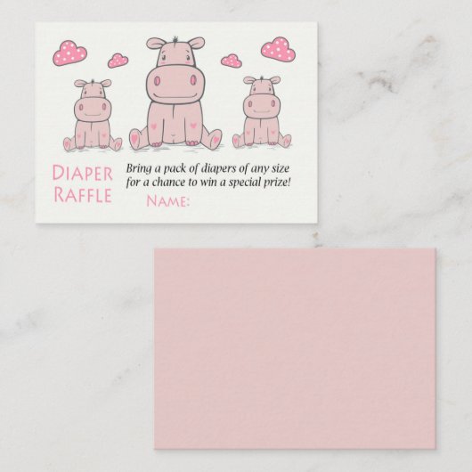 Rose Hippo Diaper Raffelkarten Platzkarte (Vorne/Hinten)